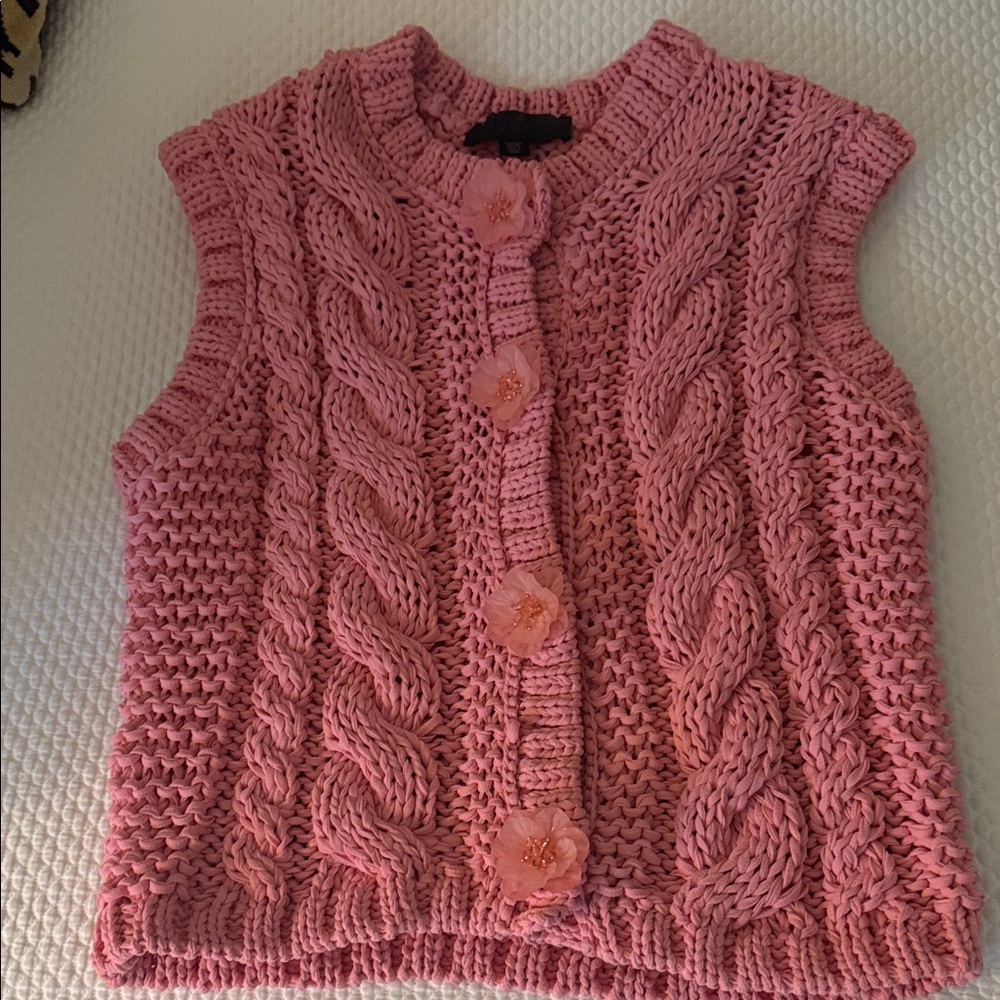 Zara Pink Cable Knit Sleeveless Sweater